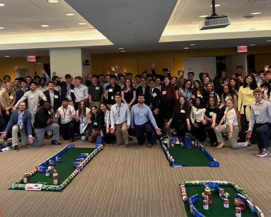 Indoor miniature golf team-building event